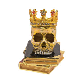 Hocus Pocus Halloween Gothic Gold Skull with Crown Jewellery Box - thumbnail 3