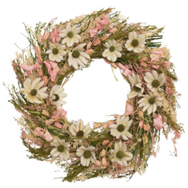 Dried Floral Wreath - Pink & White - thumbnail 1