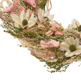 Dried Floral Wreath - Pink & White - thumbnail 3