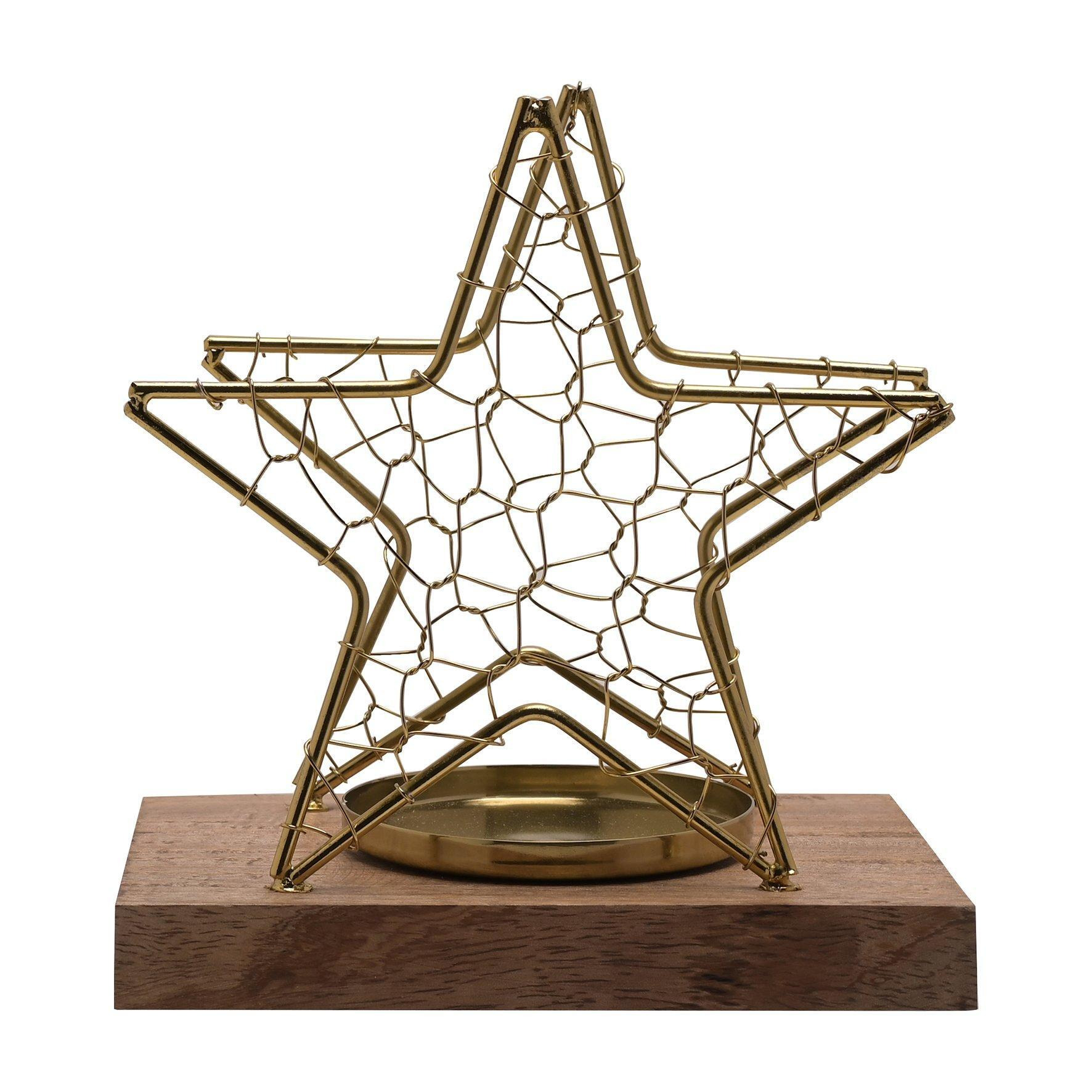 Celestial Gold Star Wire Candle Holder Medium by Debenhams