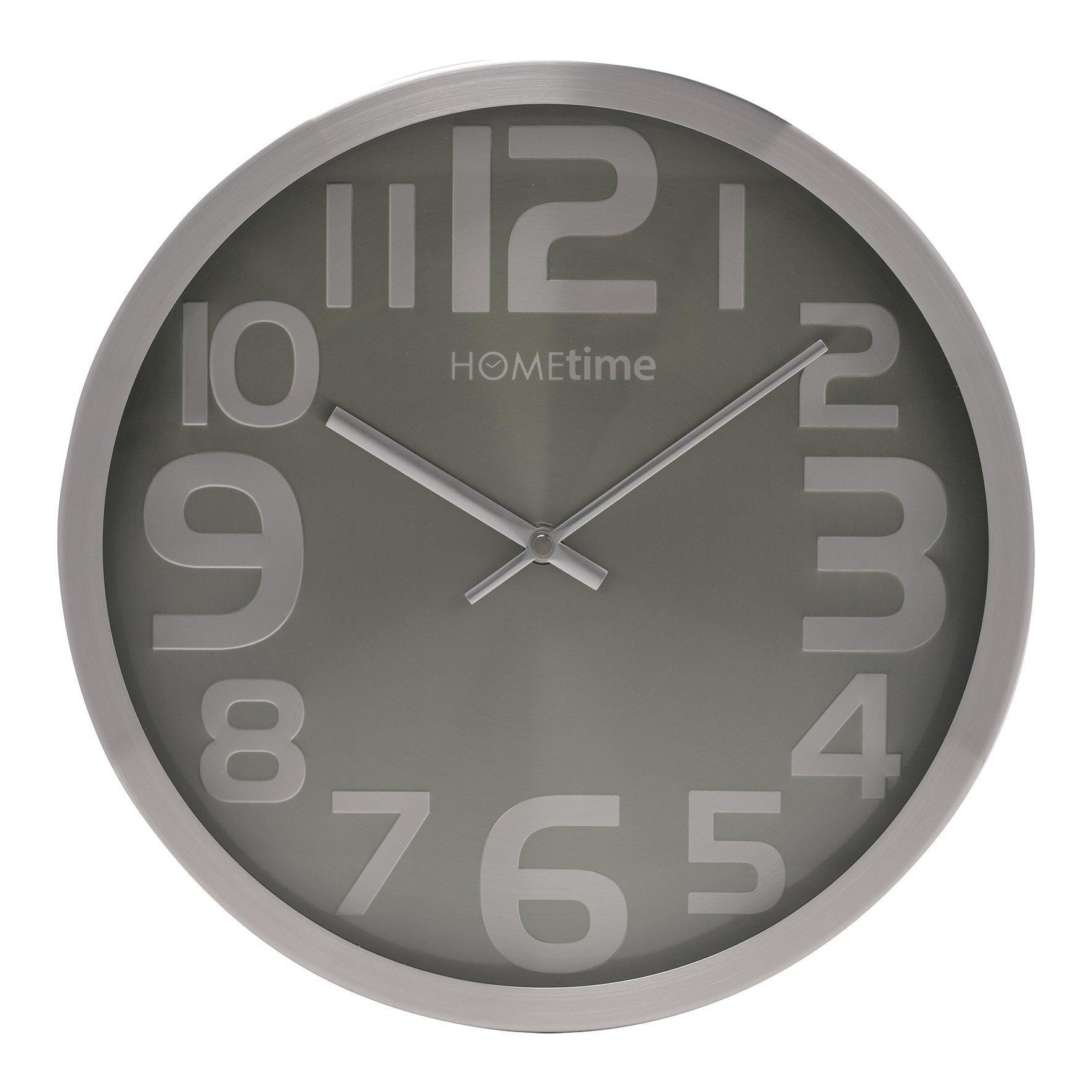 Hometime Round Wall Clock with Large Silver Arabic Numbers Black 30cm - image 1