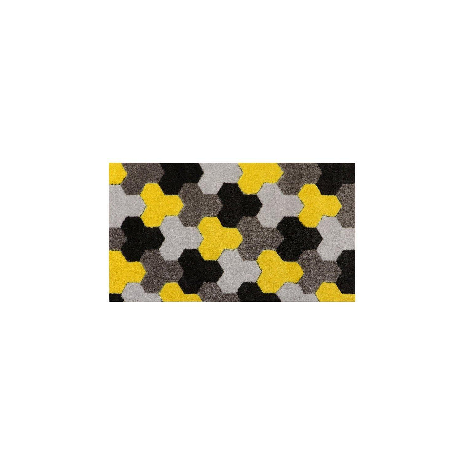 Solemate® Hand Carved Geometric Door Mat, Yellow - image 1