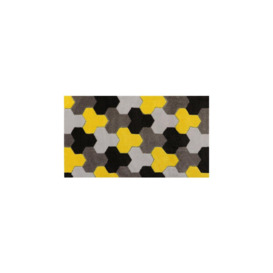 Solemate® Hand Carved Geometric Door Mat, Yellow - thumbnail 1