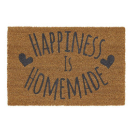 Eco-Friendly Expression Latex Backed Coir Entrance Door Mat, 40x60cm, Happiness Design