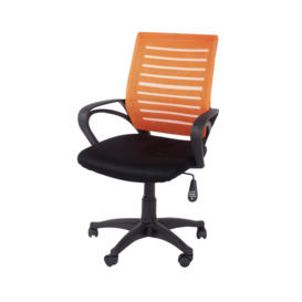 Loft Home Office Study Chair With Arms, Orange Mesh Back, Black Fabric Seat With Black Base - thumbnail 2