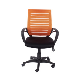 Loft Home Office Study Chair With Arms, Orange Mesh Back, Black Fabric Seat With Black Base - thumbnail 1