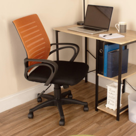 Loft Home Office Study Chair With Arms, Orange Mesh Back, Black Fabric Seat With Black Base - thumbnail 3