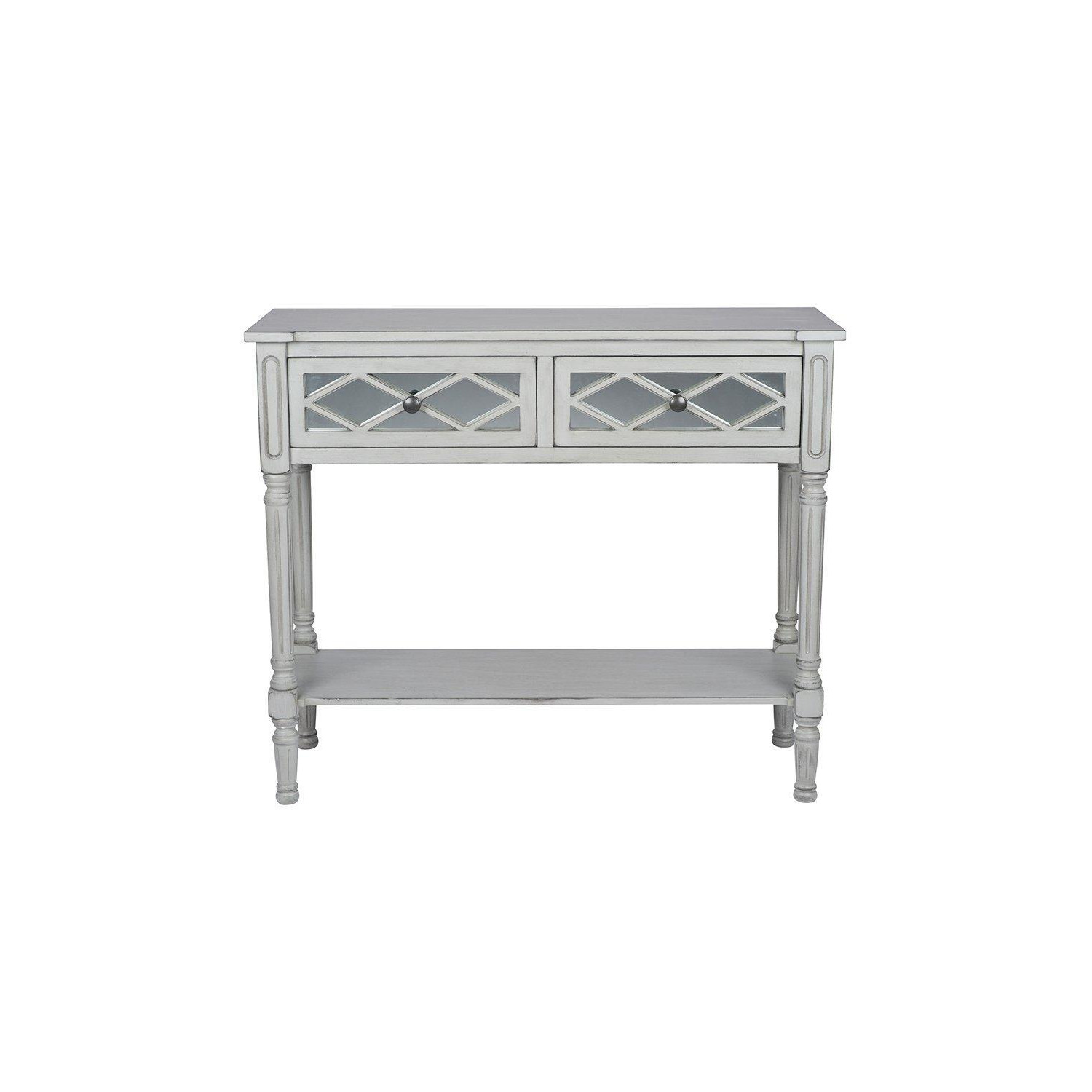 Olbia Dove Grey Mirrored Pine Wood Console Table - image 1