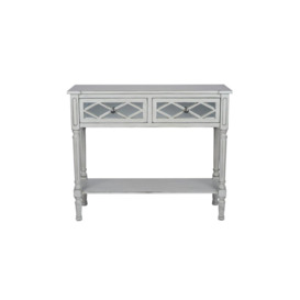 Olbia Dove Grey Mirrored Pine Wood Console Table - thumbnail 1