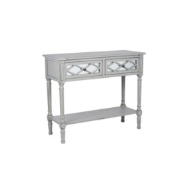 Olbia Dove Grey Mirrored Pine Wood Console Table - thumbnail 2