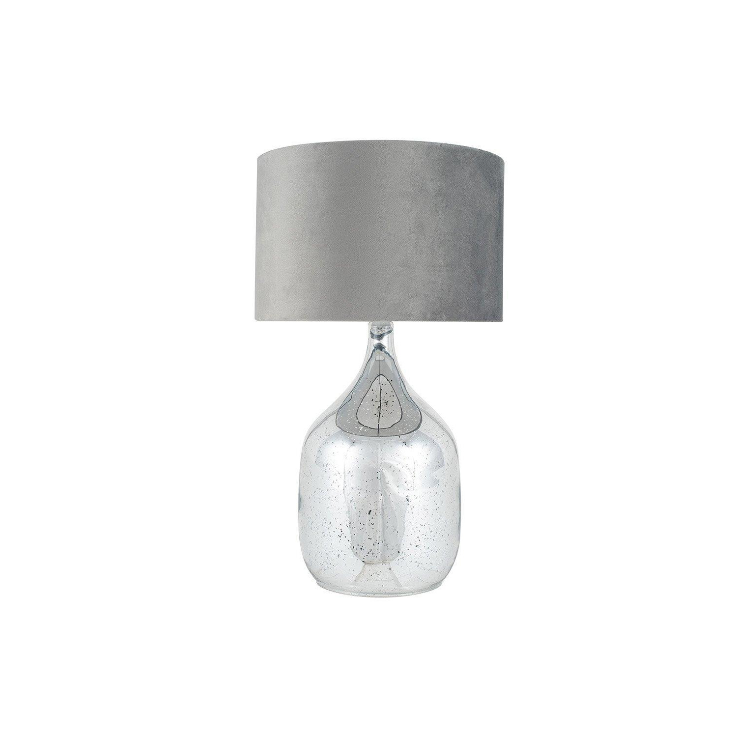 Silver Mercurial Glass Grey Velvet Shade Table Lamp - image 1