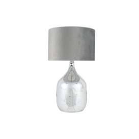 Silver Mercurial Glass Grey Velvet Shade Table Lamp