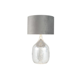 Silver Mercurial Glass Grey Velvet Shade Table Lamp - thumbnail 2