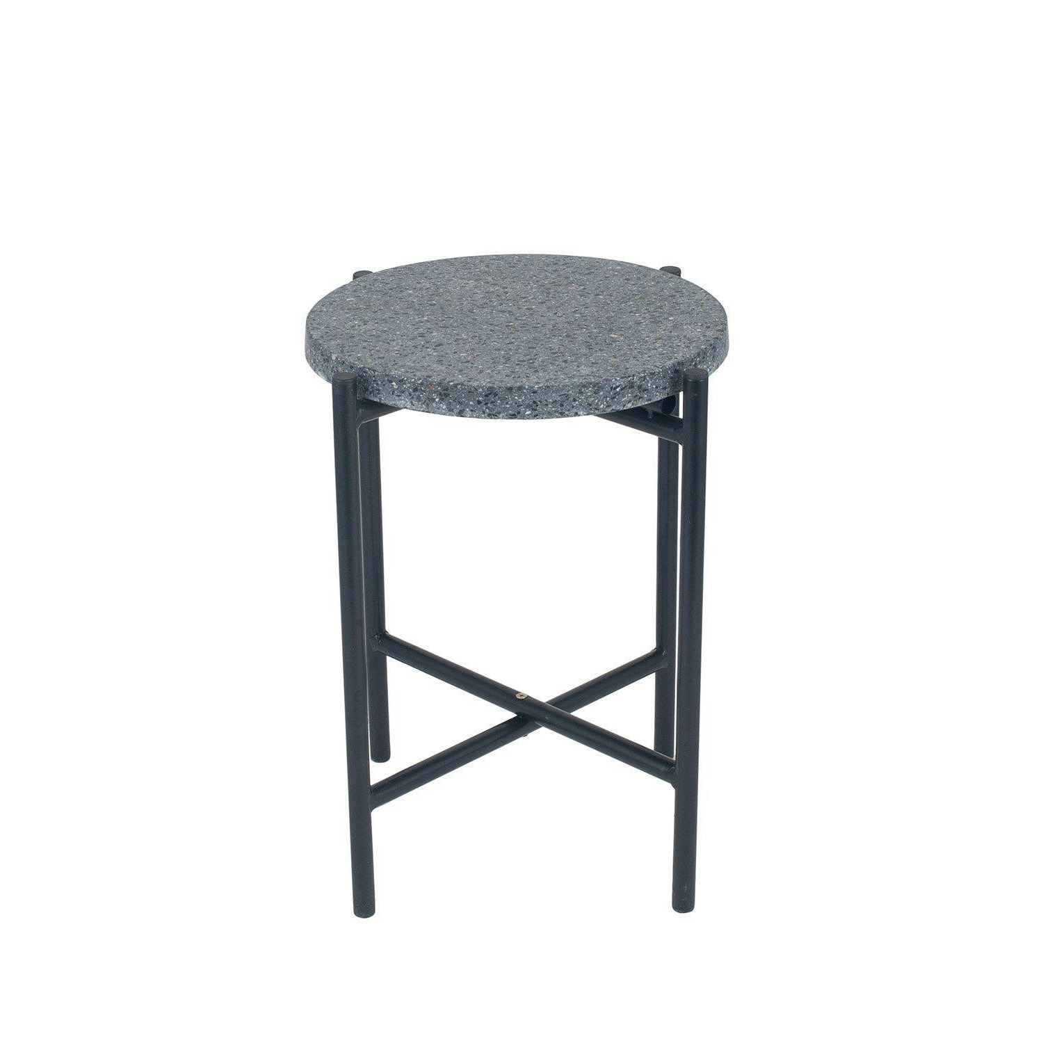 Black Terrazzo Composite Top Metal-Leg Side Table - image 1