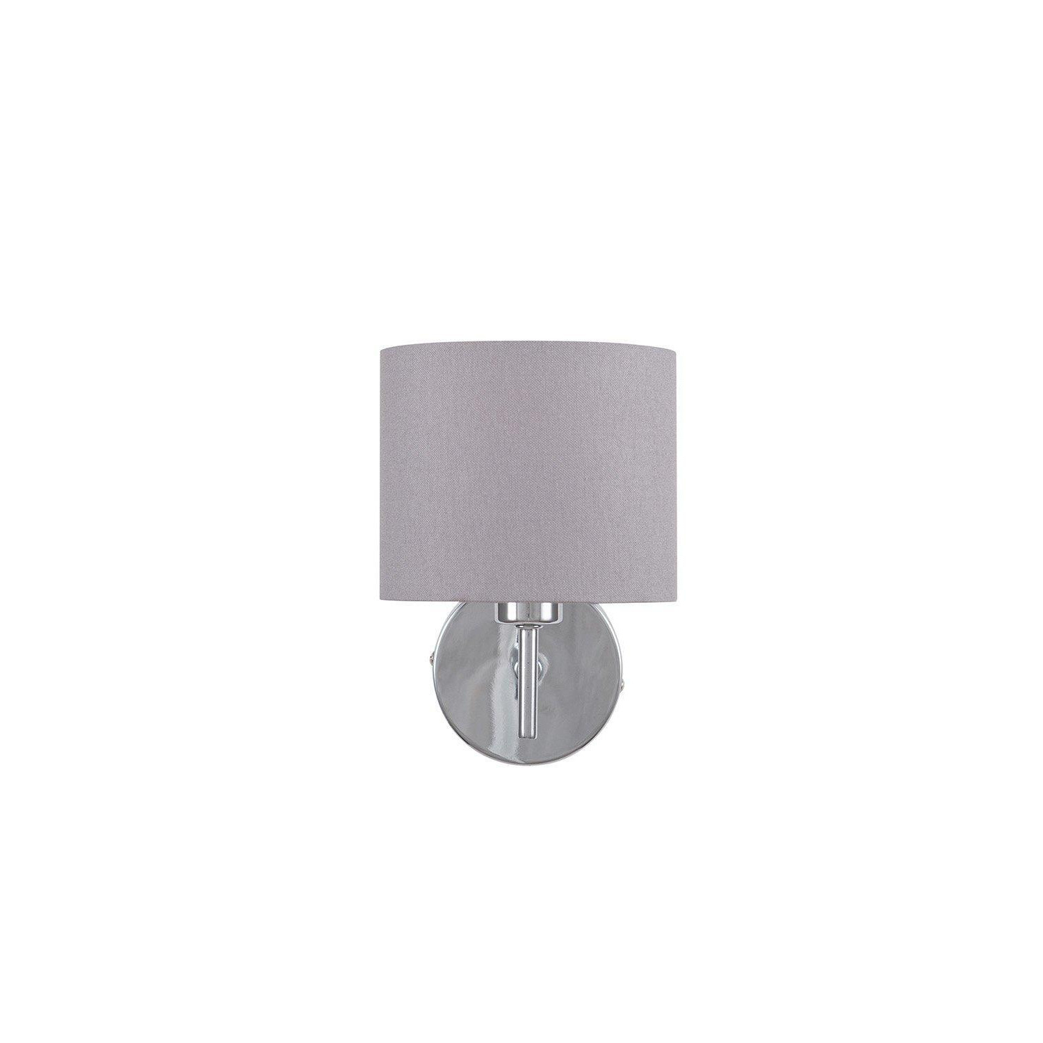 Silver Metal Straight Arm Linen Shade Wall Light - image 1