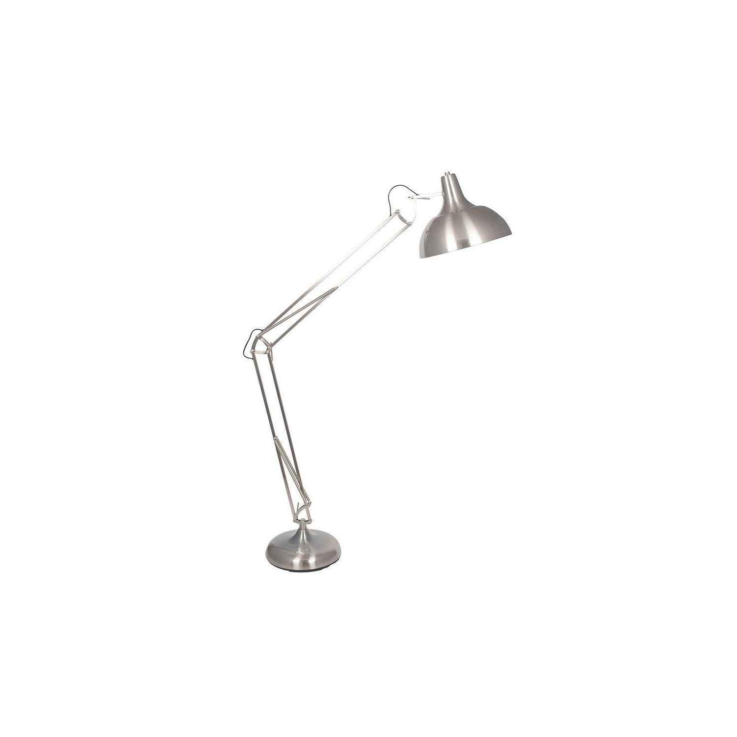 Industrial Adjustable Arm and Head Brushed Silver Metal Task Floor Lamp - image 1