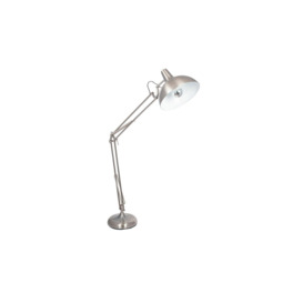 Industrial Adjustable Arm and Head Brushed Silver Metal Task Floor Lamp - thumbnail 3