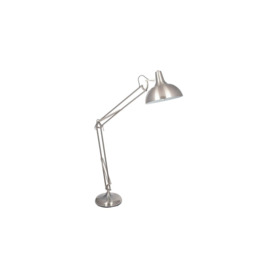 Industrial Adjustable Arm and Head Brushed Silver Metal Task Floor Lamp - thumbnail 2