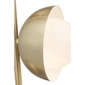 Brushed Brass Metal Three White Orb Floor Lamp - thumbnail 3