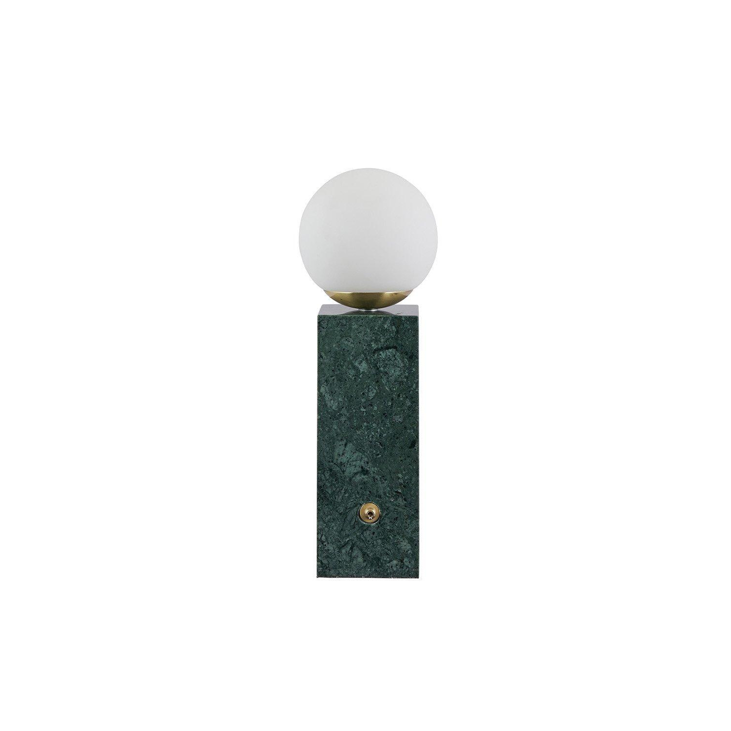 Green Marble Brushed Brass Opaque Glass Orb Dimmer Switch Table Lamp - image 1