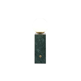 Green Marble Brushed Brass Opaque Glass Orb Dimmer Switch Table Lamp - thumbnail 2