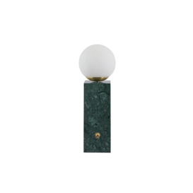 Green Marble Brushed Brass Opaque Glass Orb Dimmer Switch Table Lamp