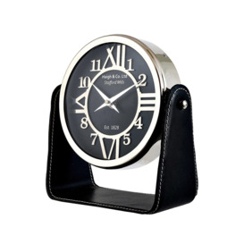 Leather Hand Stitched Rotary Table Desk Clock - thumbnail 2