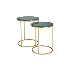 Milano Set of 2 Marble Gold Framed Side Tables - thumbnail 2