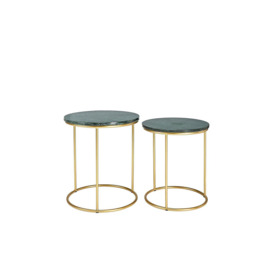 Milano Set of 2 Marble Gold Framed Side Tables - thumbnail 3