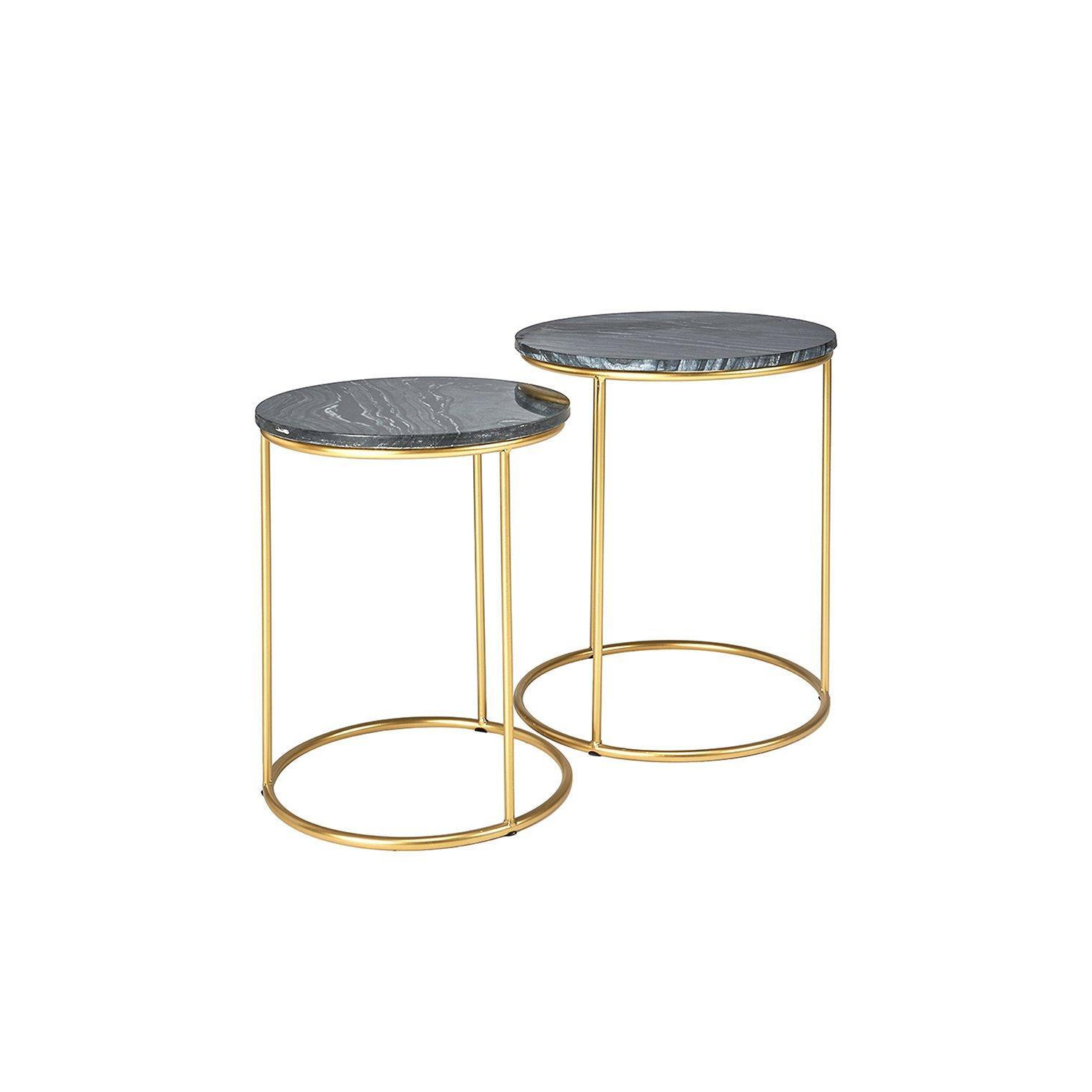 Milano Set of 2 Marble Gold Framed Side Tables - image 1