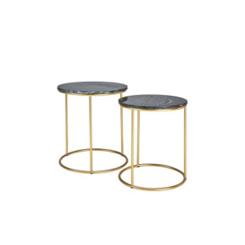 Milano Set of 2 Marble Gold Framed Side Tables - thumbnail 2