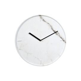 Modena White Marble Veneer Round Wall Clock - thumbnail 1