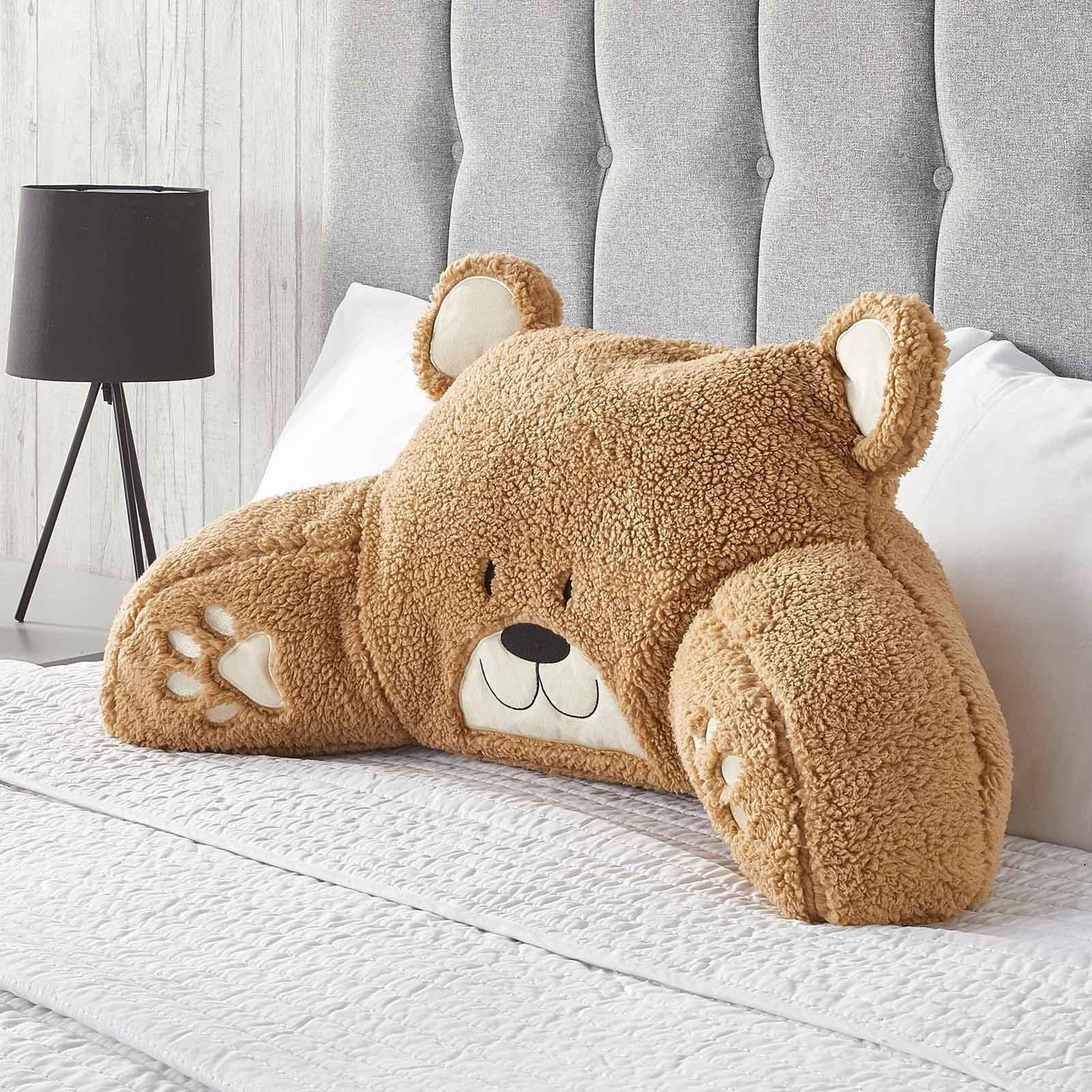 Teddy Fleece Bear Cushion with Arms Lumbar Chair Support Back Rest Pillow Kids - image 1