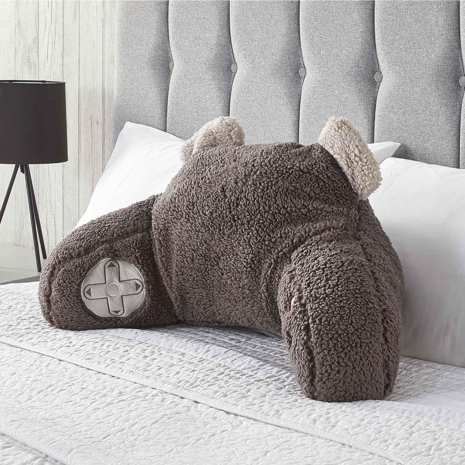 Teddy Fleece Bed Reading Cushion Pillow Arms Lumbar Kids Chair Support Gaming - image 1