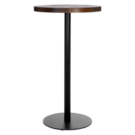Elegant Walnut Veneer Finished Table With Frost Black Leg, Stylish Round Design Garden Table, Solid Table