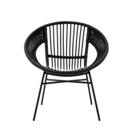 Comfortable Natural Rattan And Black Iron Arm Chair, Durable Outdoor Chair, Versatile Natural Dining Chair