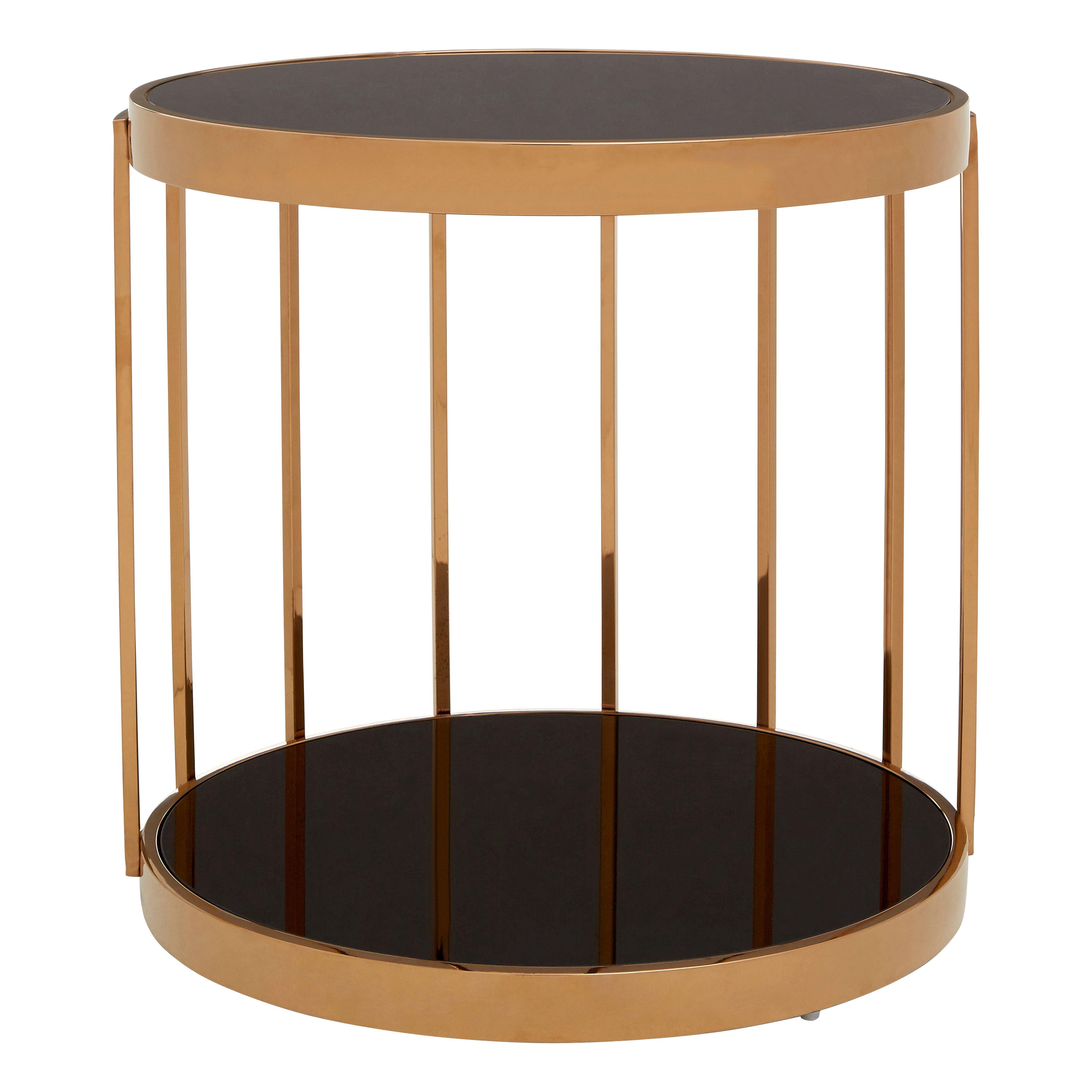 Modern Rose Gold Cage Design Side Table, Versatile Corner Table, Easily Maintained Small Bedside Table - image 1