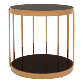 Modern Rose Gold Cage Design Side Table, Versatile Corner Table, Easily Maintained Small Bedside Table - thumbnail 1