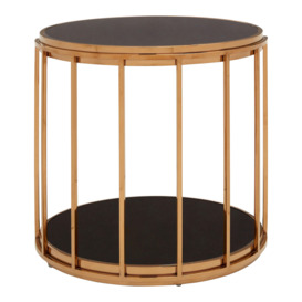 Modern Rose Gold Cage Design Side Table, Versatile Corner Table, Easily Maintained Small Bedside Table - thumbnail 2