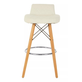Interiors by Premier White Leather Effect Seat Bar Stool, Comfortable Seating Faux Leather Bar Stool, Space-Saver Kitchen Stool