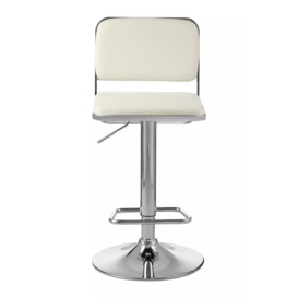 Interiors by Premier Light Grey Seat and Chrome Base Bar Stool, Adjustable Height Kitchen Bar Stool, Footrest Swivel Barstool