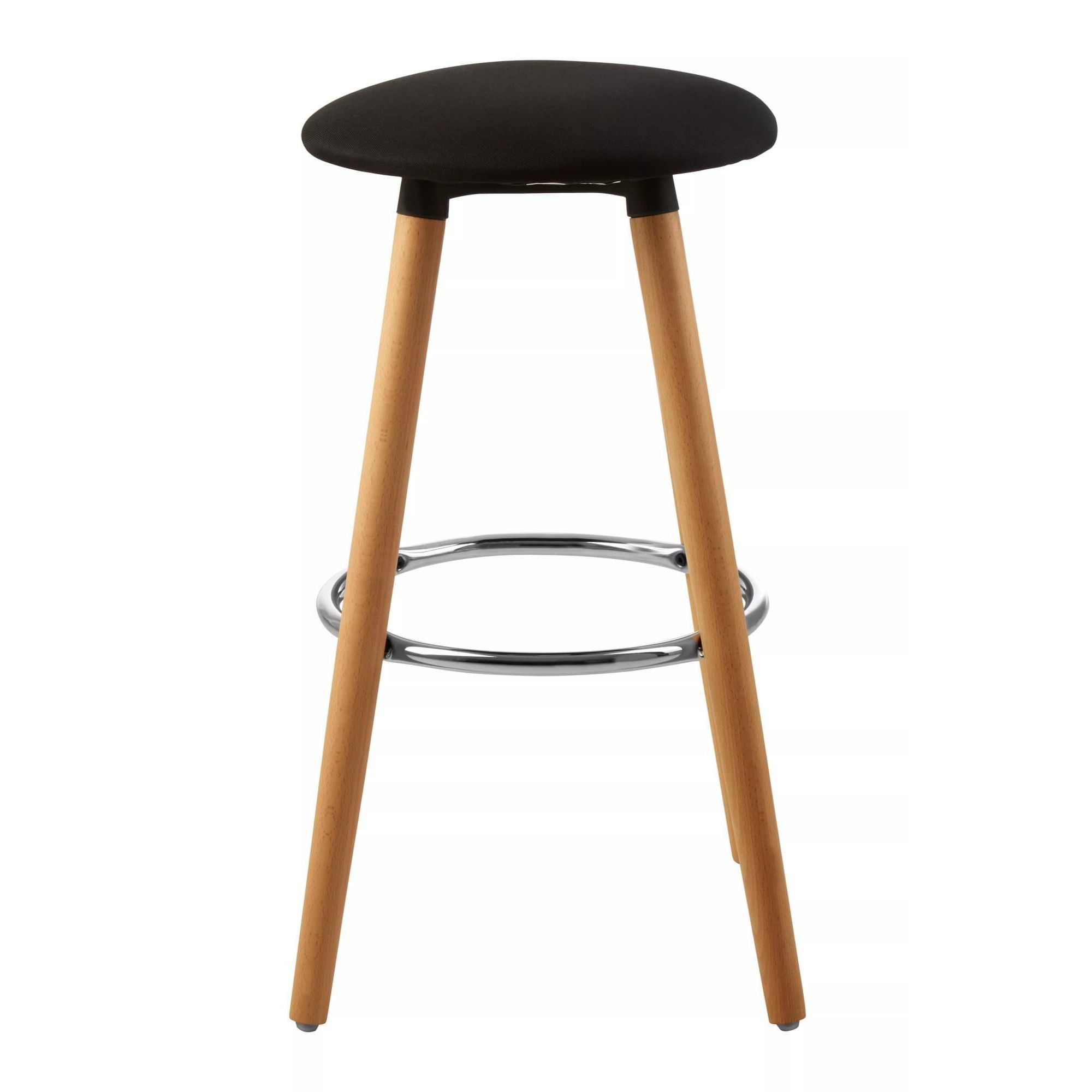 Interiors by Premier Black Round Bar Stool, Easy to Clean Kitchen Bar Stool, Footrest Barseat, Space-Saver Breakfast Stool - image 1