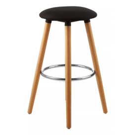 Interiors by Premier Black Round Bar Stool, Easy to Clean Kitchen Bar Stool, Footrest Barseat, Space-Saver Breakfast Stool - thumbnail 3