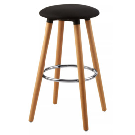 Interiors by Premier Black Round Bar Stool, Easy to Clean Kitchen Bar Stool, Footrest Barseat, Space-Saver Breakfast Stool - thumbnail 2