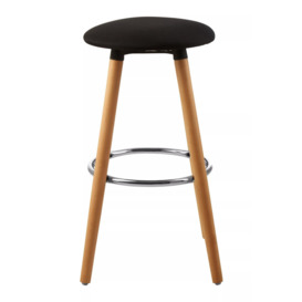 Interiors by Premier Black Round Bar Stool, Easy to Clean Kitchen Bar Stool, Footrest Barseat, Space-Saver Breakfast Stool - thumbnail 1