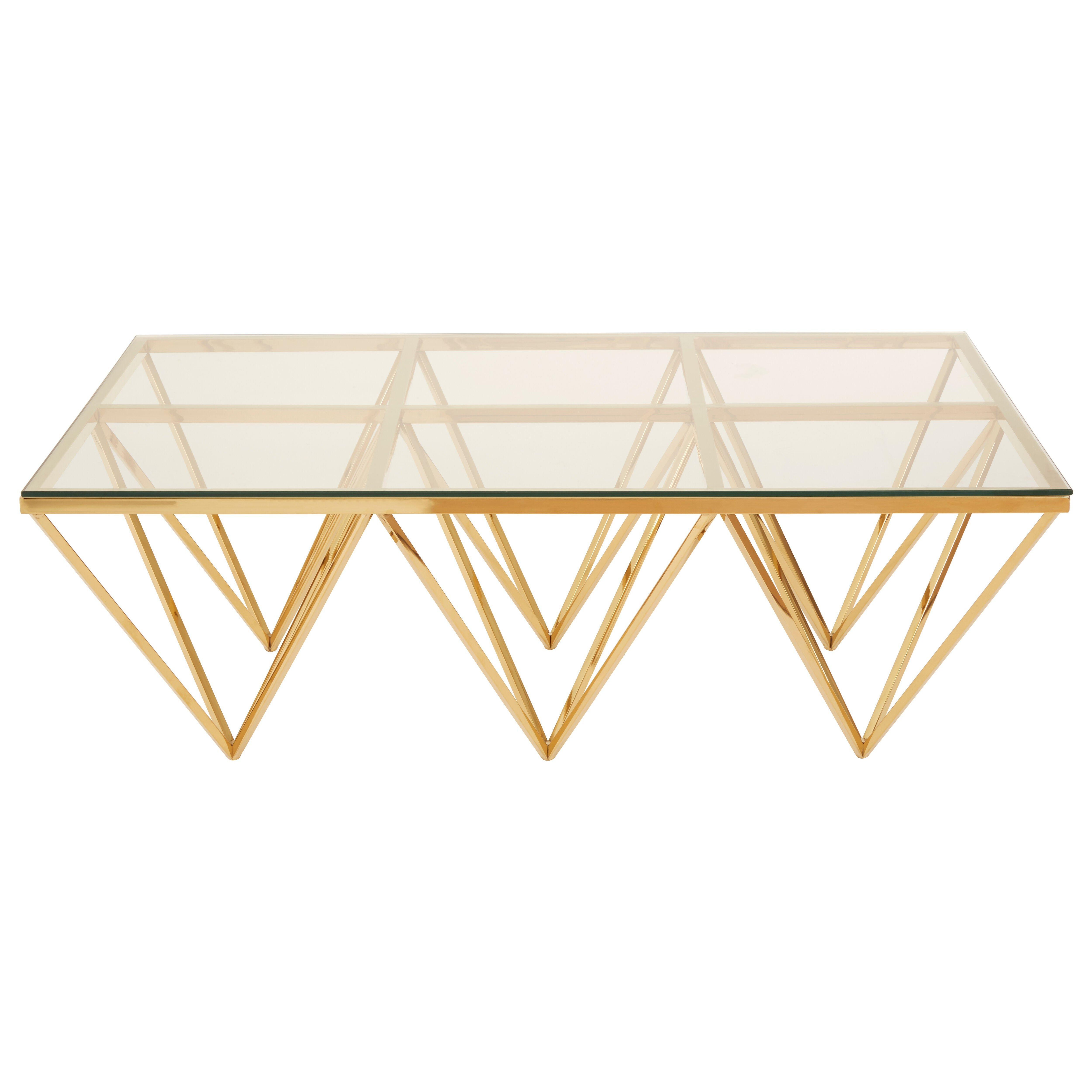 Unique Design Gold Finish Spike Legs Coffee Table, Durable Decorative Table, Sleek Display Coffee Table - image 1