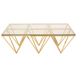Unique Design Gold Finish Spike Legs Coffee Table, Durable Decorative Table, Sleek Display Coffee Table - thumbnail 1