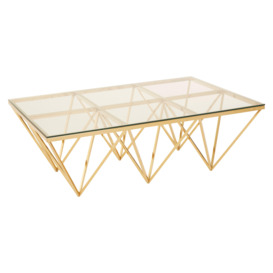 Unique Design Gold Finish Spike Legs Coffee Table, Durable Decorative Table, Sleek Display Coffee Table - thumbnail 2