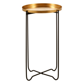 Elegant Design Gold Finish Round Top Side Table, Versatile Small Table, Sleek And Sturdy Bedside Table