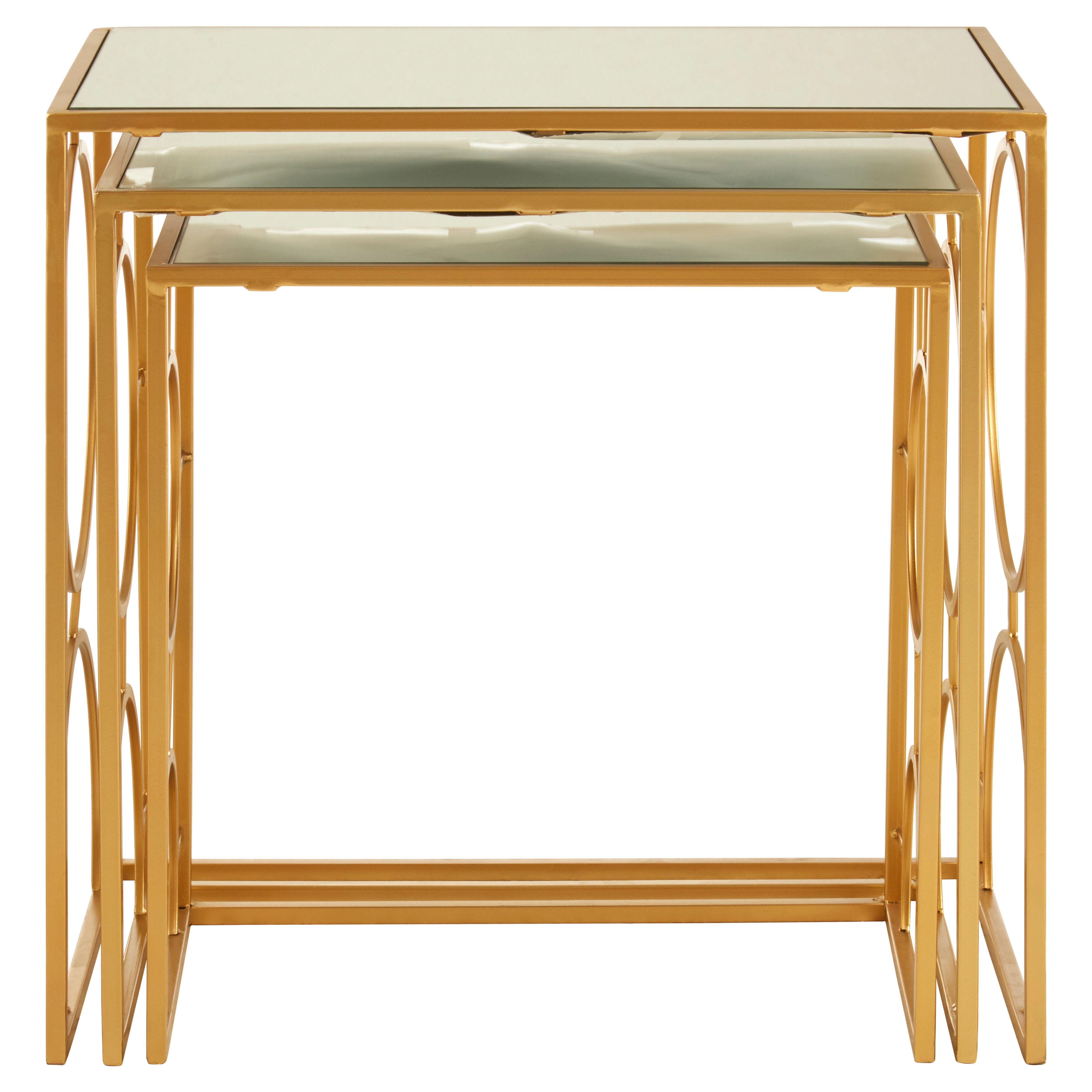 Avantis Set Of 3 Gold Finish Nesting Side Tables - image 1